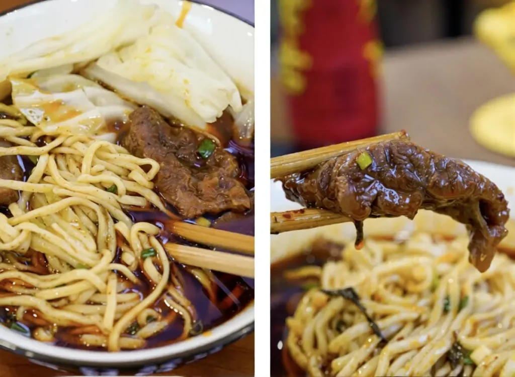 Beef shank and beef noodles at Chongqing Zhou Xiaoyu Fresh Beef Noodle Restaurant