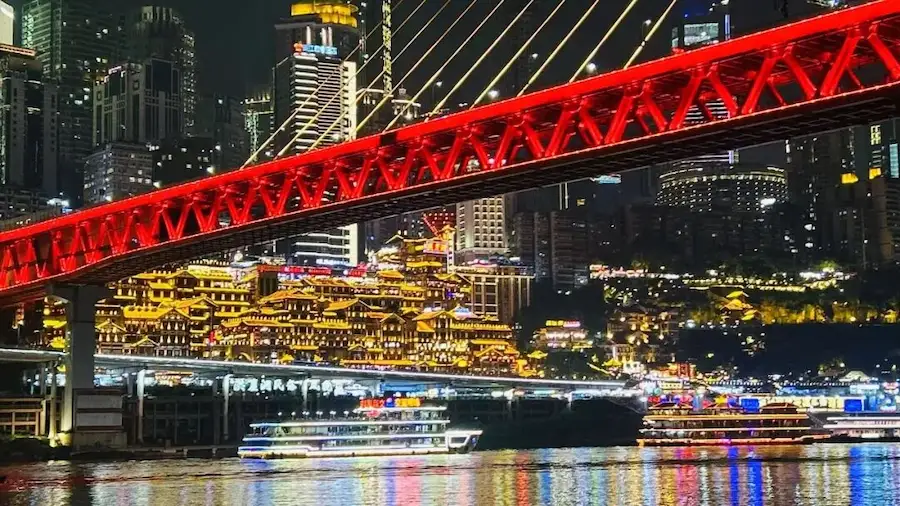 Night cruise on the Yangtze and Jialing Rivers in Chongqing