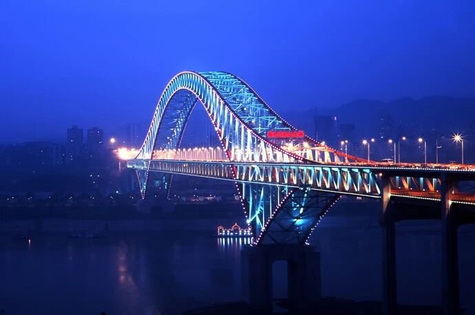 Night view of Chongqing Chaotianmen Yangtze River Bridge